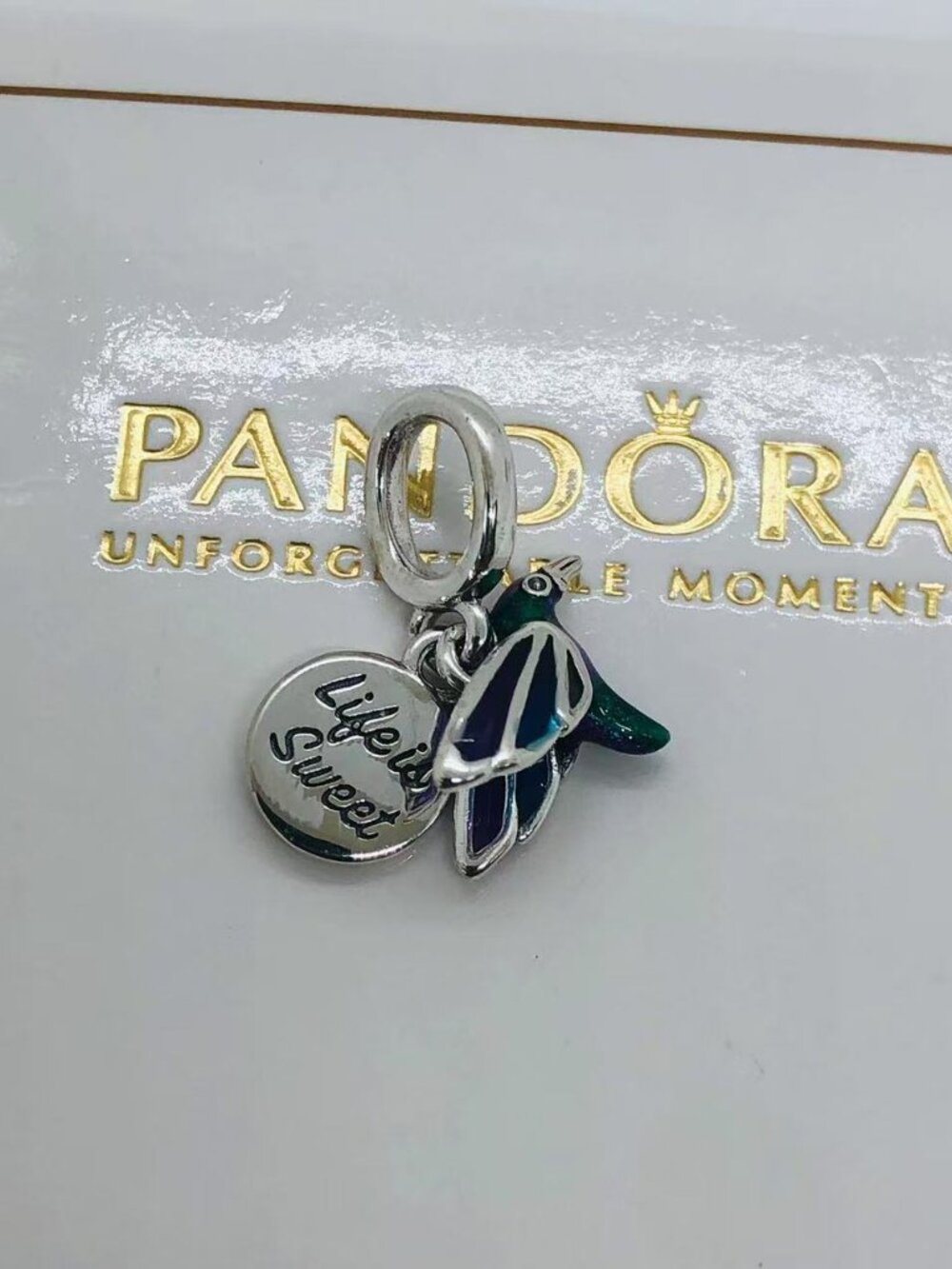 Pandora Hummingbird Double Dangle Charm
